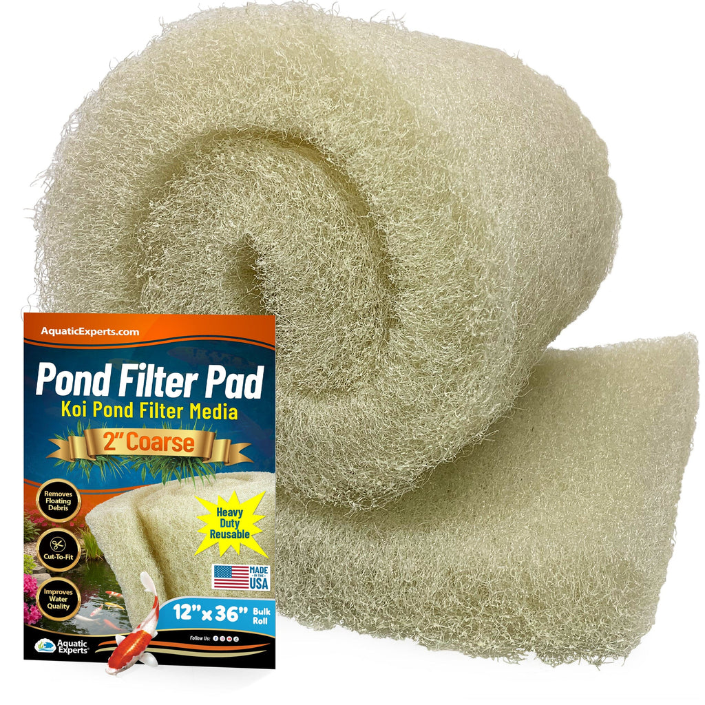 Cream COARSE Pond Filter Pad - 2 inch Thick - Bulk Roll Water Garden Filter Pond Media - Made in USA