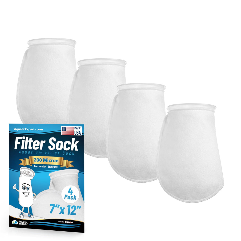 Aquarium Felt Filter Socks - 7 inch Ring, Threaded Seams, 200 Micron, Custom Made, Made in the USA Aquatic Experts 12" 4 Pack 