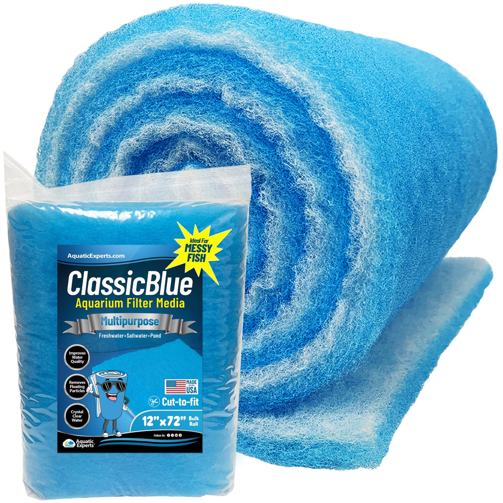 Classic Bonded Aquarium Filter Pad - Blue and White Aquarium Filter Media Roll Bulk Can Be Cut to Fit Most Filters, Made in USA